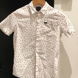 RVCA White Modern Casual Button Down Shirt Boys M Medium
